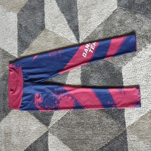 Move U Dance Team Legging Adult Medium made in USA full length blue pink - Picture 6 of 10